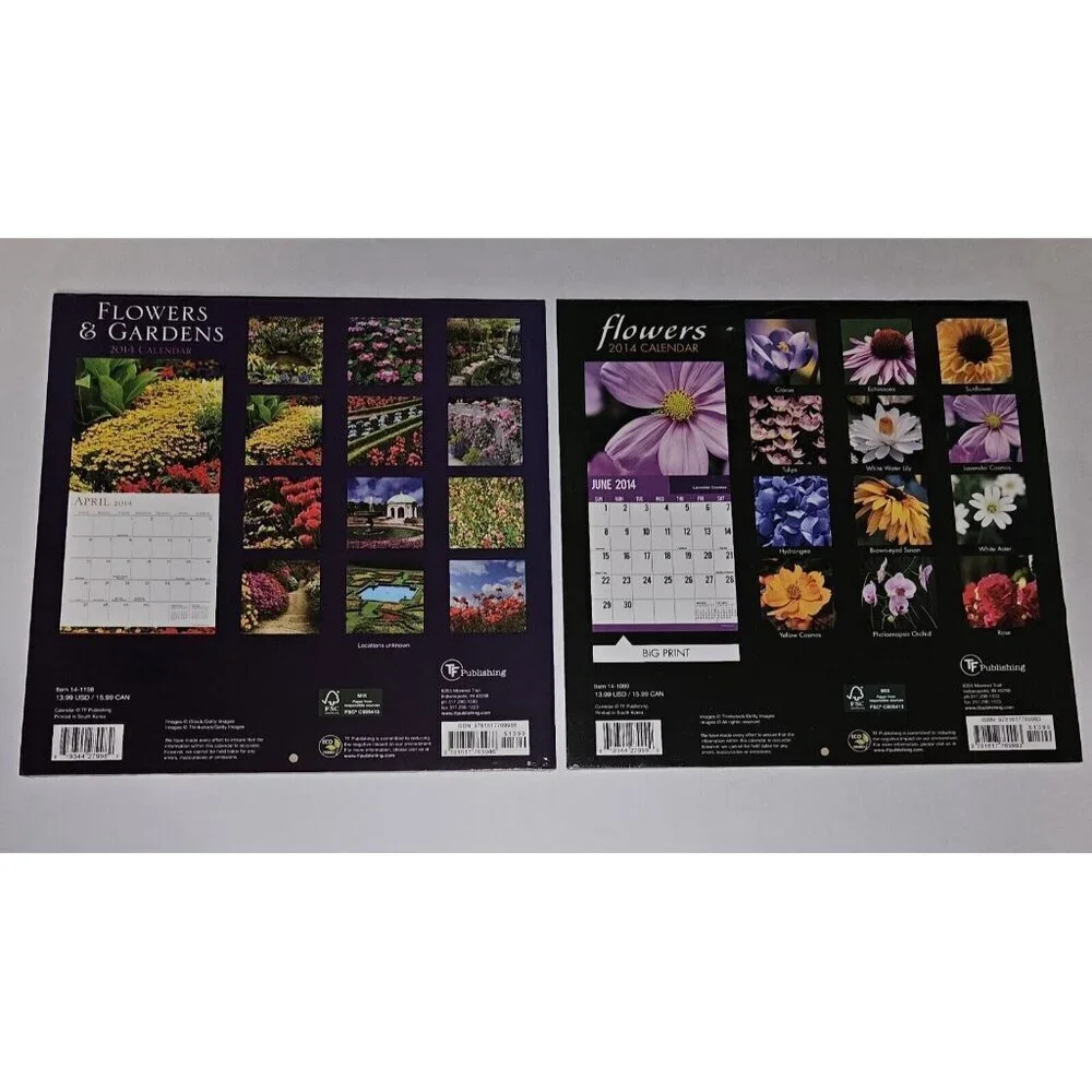 (7) 2014 Calendar Lot 12x12 Flowers Eagles Prop (dates line up with 2025) SEALED
